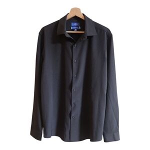 Apt. 9 Mens Black Button Down Dress Shirt Size Med 15-15 1/2 Regular Fit Stretch